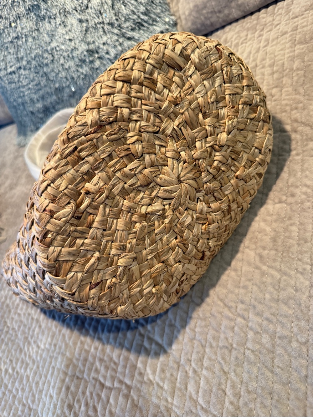 COACH Large Straw Basket Tote with Cherry Charm Natural Chalk Leather RARE NWT - Picture 10 of 11